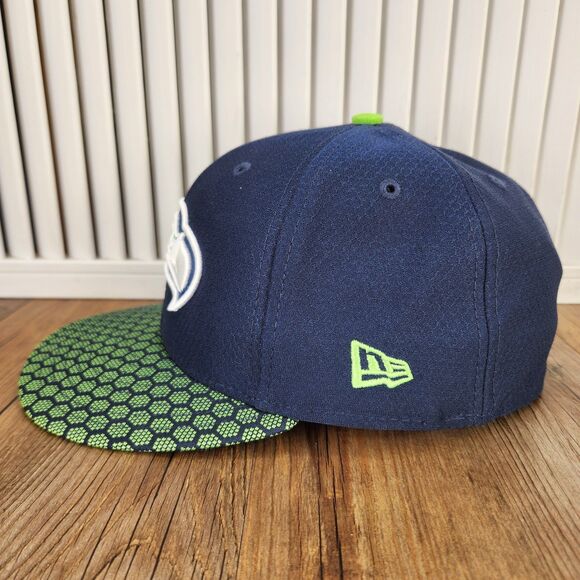Seattle Seahawks New Era 59fifty Size 7 3/8 Hat Cap Blue Green Hex Tech Sideline - Picture 6 of 11